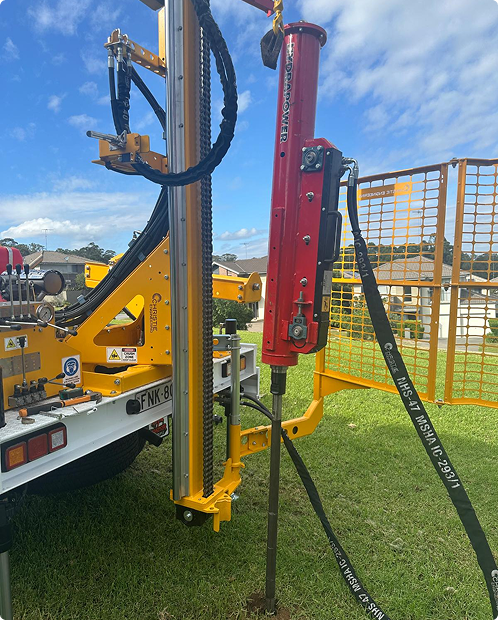 Ute-mounted drilling platform on a tight-access residential site in Sydney